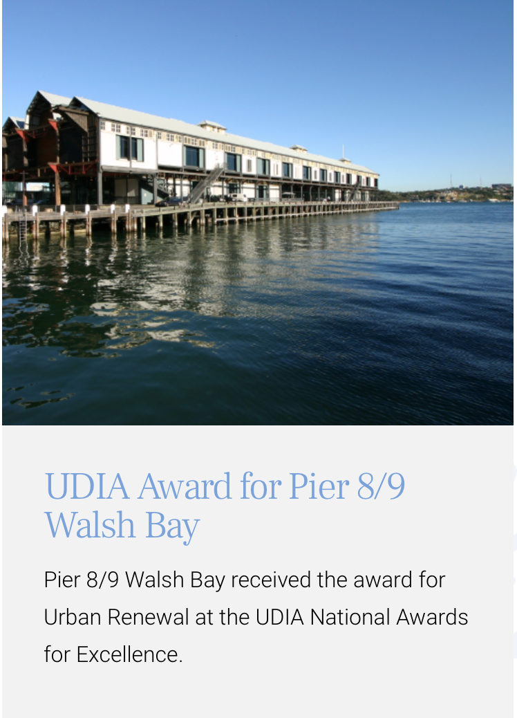 UDIA Award for Pier 8/9 Walsh Bay